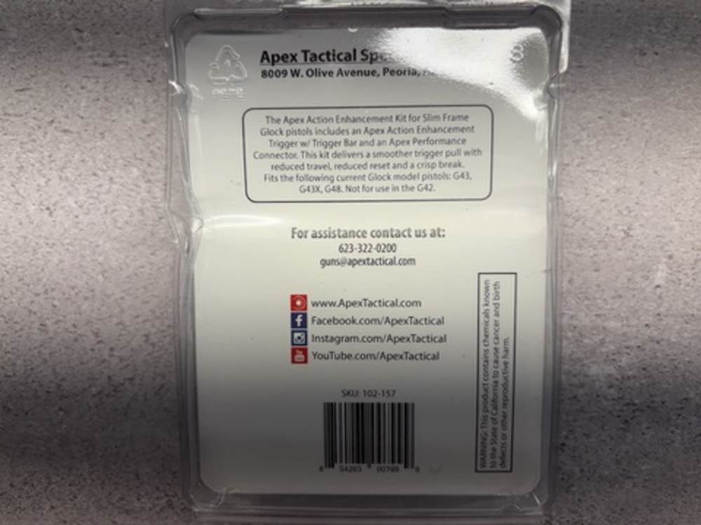 NEW, APEX TACTICAL - Action Enhancement Kit for Slim Frame Glock RED-img-2
