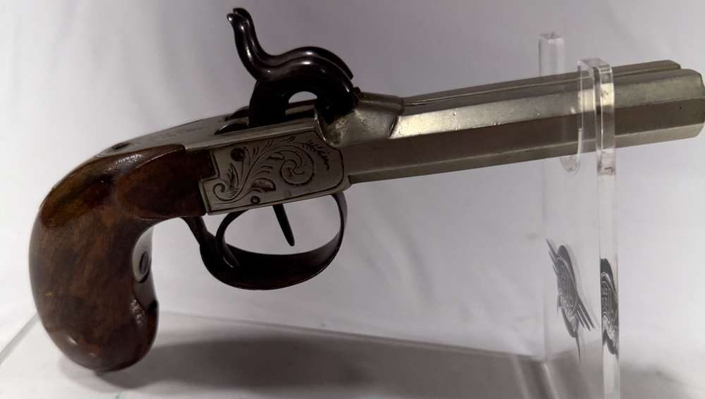 Black Powder Belgian Double Brass- Barreled Percussion Pistol .44Cal -img-1