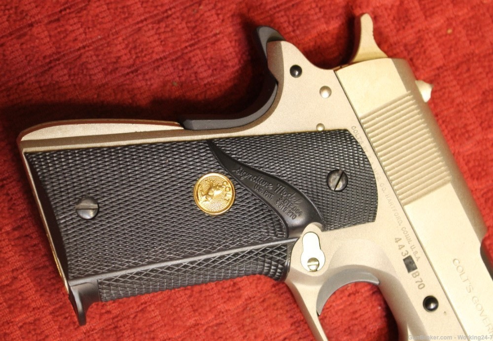 Colt 1911 E Nickel Series 70 45 ACP Matching Magazine Full Size Handgun-img-7