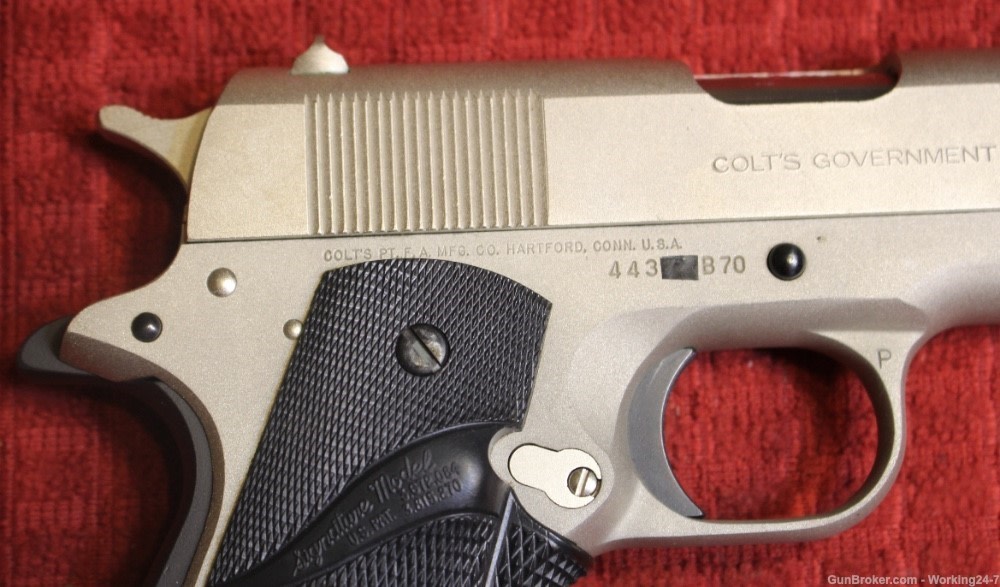 Colt 1911 E Nickel Series 70 45 ACP Matching Magazine Full Size Handgun-img-6