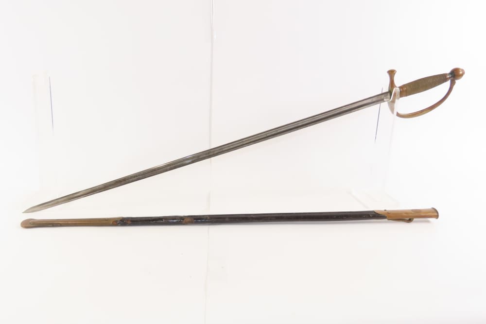 CIVIL WAR Era Antique AMES MANUFACTURING Co. U.S. M1840 NCO Sword SCABBARD -img-1