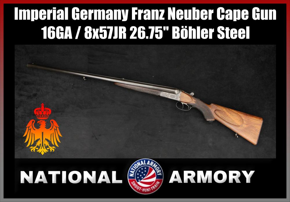 Pre-WWII Franz Neuber Suhl German Cape Gun 16GA / 8x57JR 26.75" Böhler BBLs-img-0