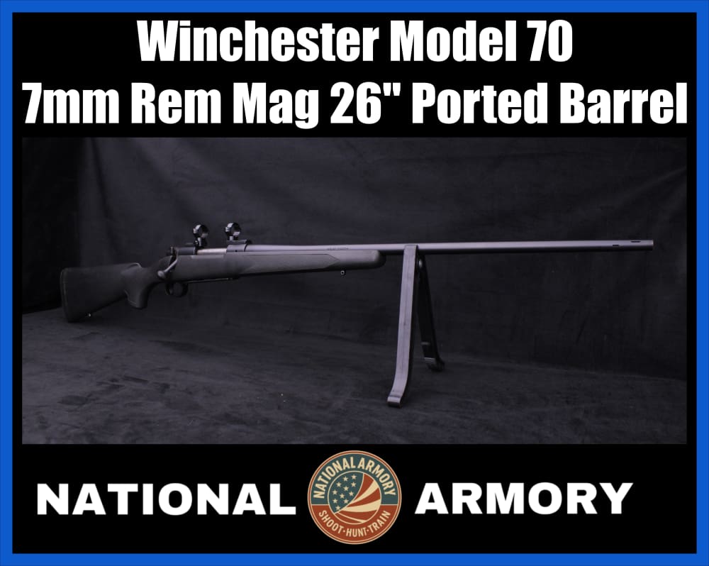 Winchester Model 70 Black Shadow 7mm REM MAG 26" Ported BBL w/ Scope Rings-img-0