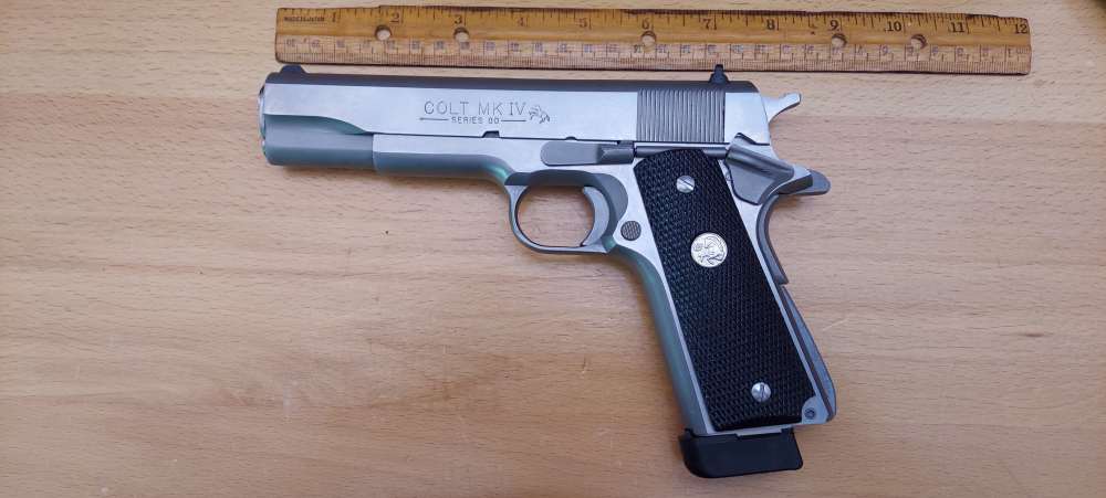Colt MK IV Series 80 Stainless Government 1911 .45 ACP 5" - Mfg 1989-img-0