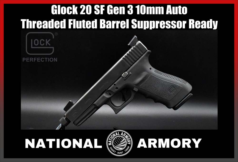 Glock 20 SF Gen 3 10mm Threaded Fluted Lone Wolf Barrel Suppressor Sights-img-0