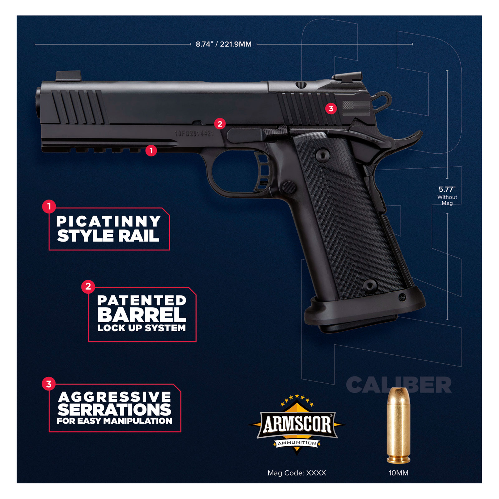 ROCK ISLAND ARMORY M1911 A2 Tac Ultra FS HC 10mm Auto 5.05" AOS 16rd Pistol-img-3