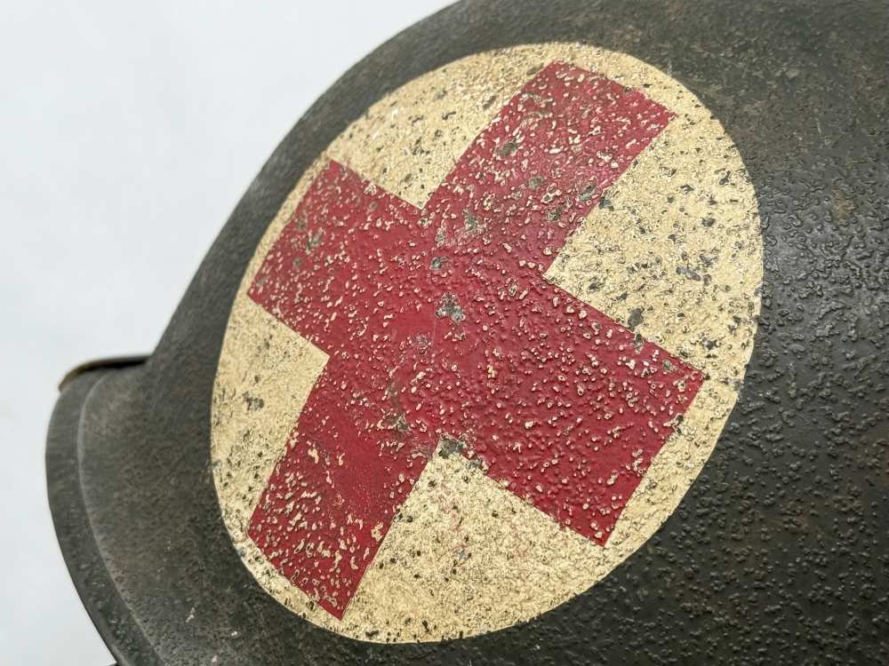 WW2 M1 Captain US Airborne Jump Helmet MEDIC F/S S/B WWII Paratrooper-img-16
