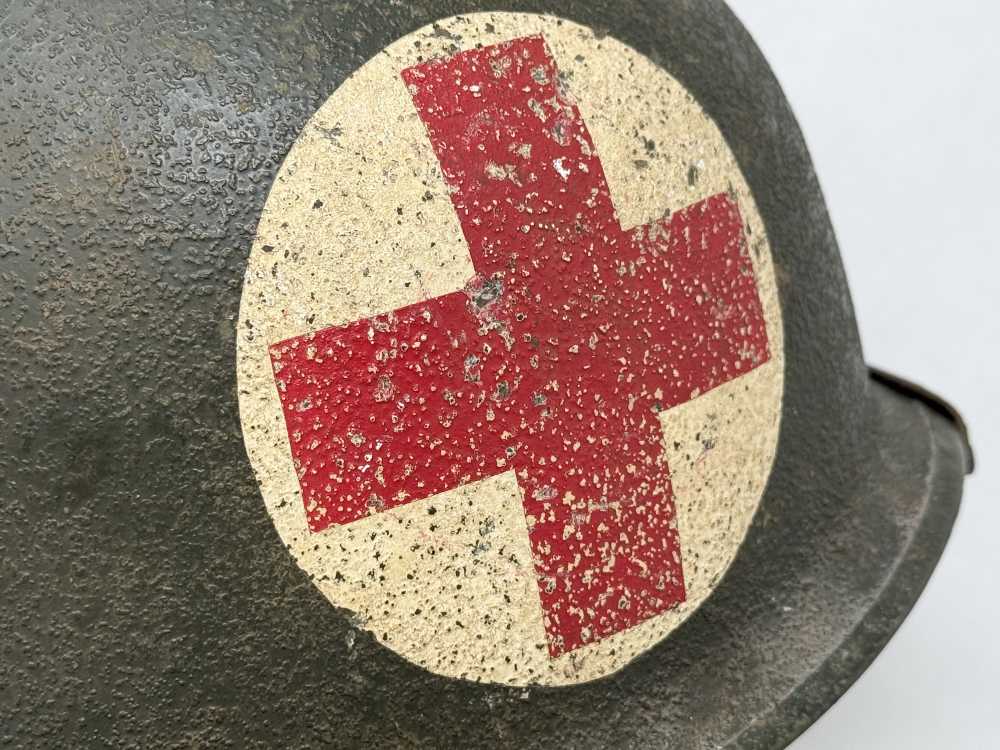 WW2 M1 Captain US Airborne Jump Helmet MEDIC F/S S/B WWII Paratrooper-img-8