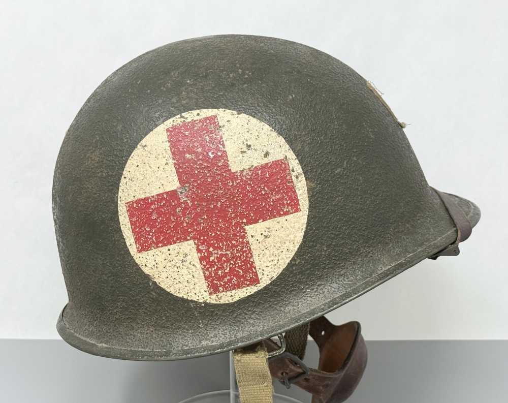 WW2 M1 Captain US Airborne Jump Helmet MEDIC F/S S/B WWII Paratrooper-img-6
