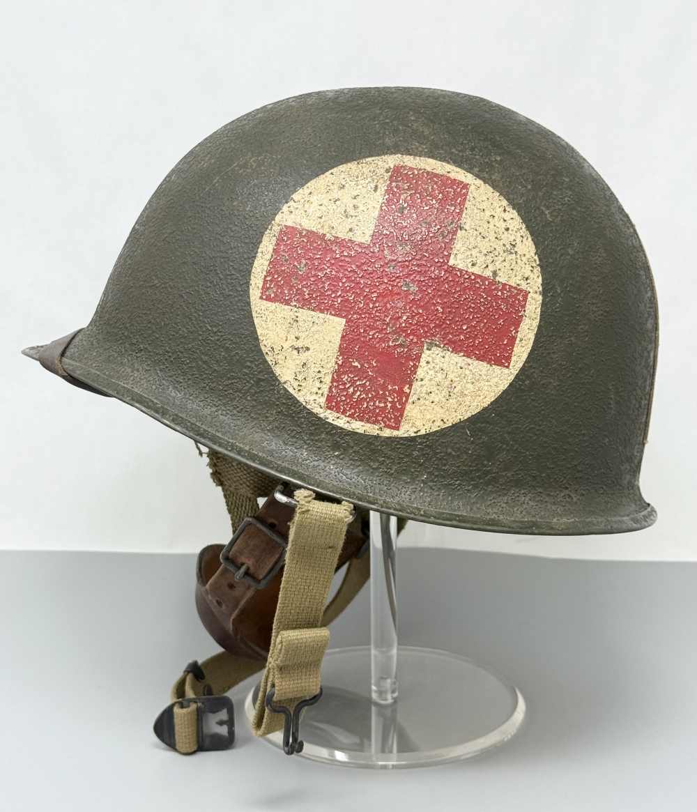 WW2 M1 Captain US Airborne Jump Helmet MEDIC F/S S/B WWII Paratrooper-img-12