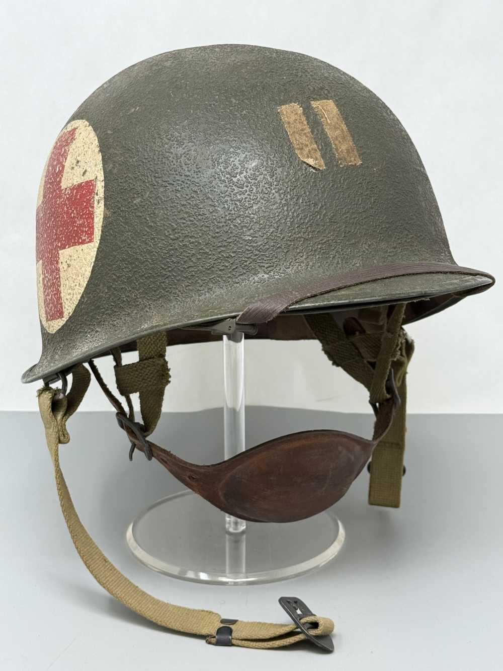 WW2 M1 Captain US Airborne Jump Helmet MEDIC F/S S/B WWII Paratrooper-img-0