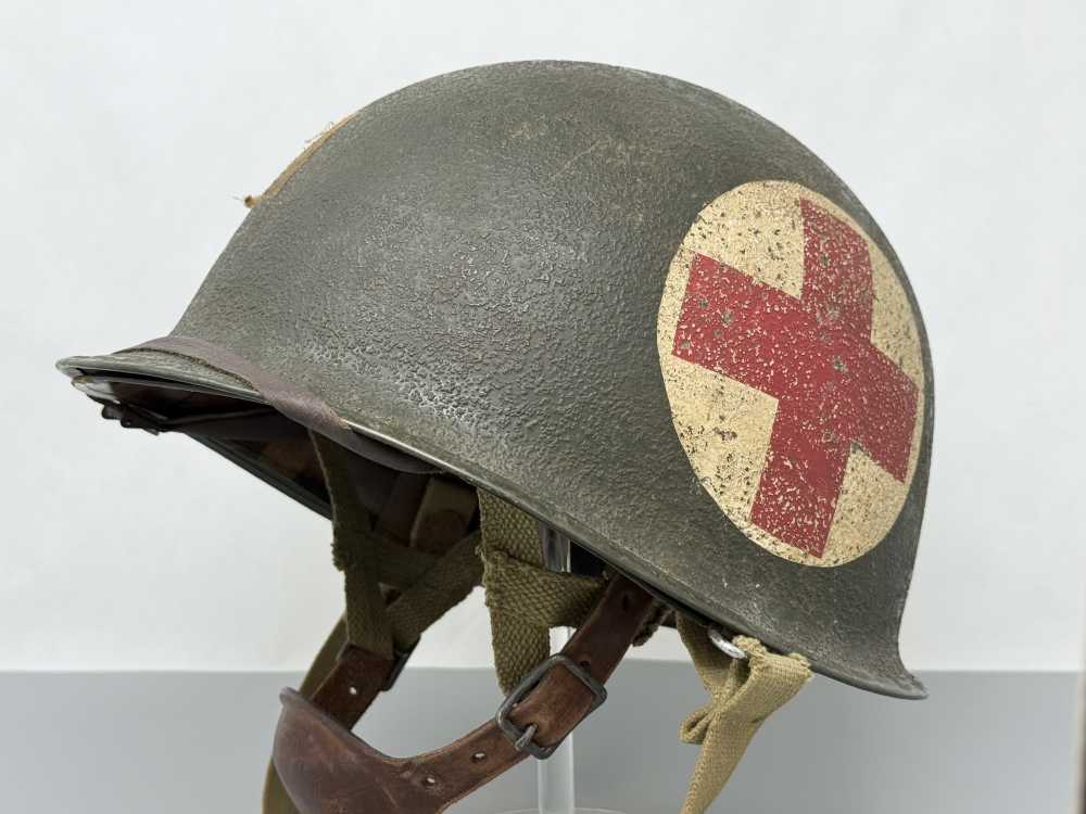 WW2 M1 Captain US Airborne Jump Helmet MEDIC F/S S/B WWII Paratrooper-img-17
