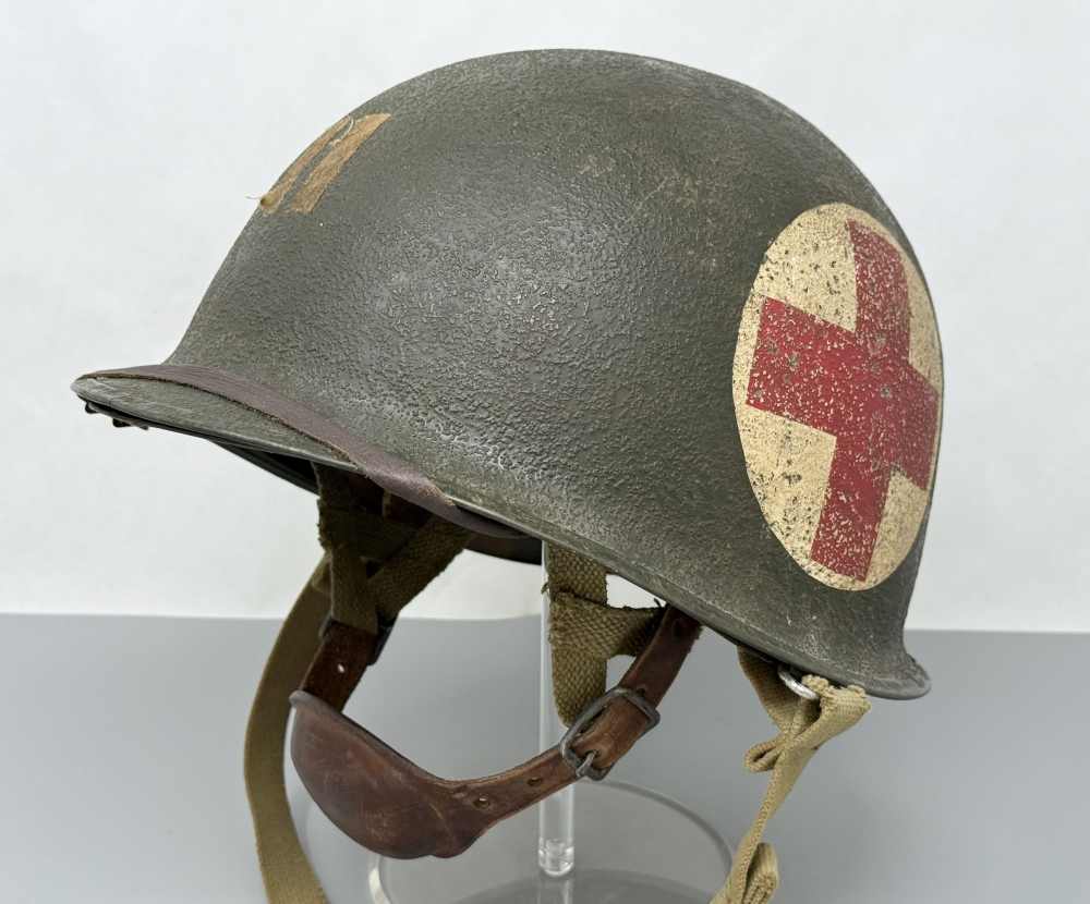WW2 M1 Captain US Airborne Jump Helmet MEDIC F/S S/B WWII Paratrooper-img-18