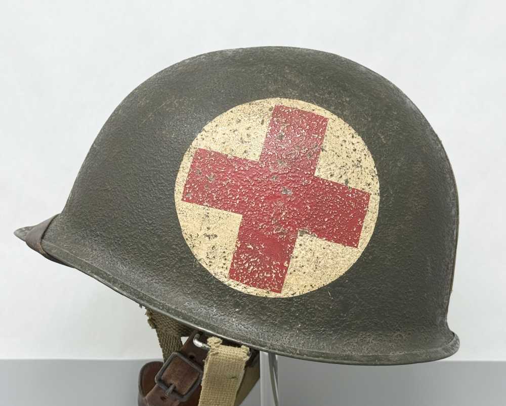 WW2 M1 Captain US Airborne Jump Helmet MEDIC F/S S/B WWII Paratrooper-img-13