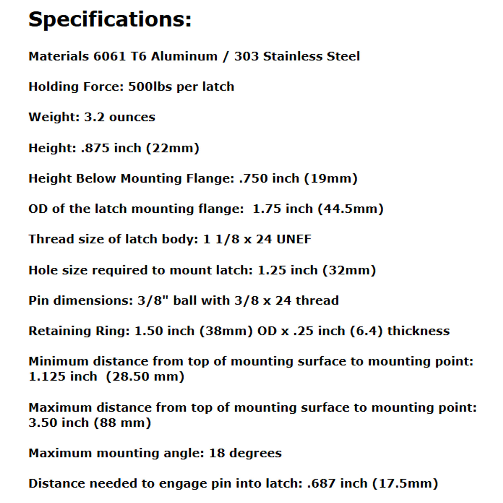 QUIK-LATCH 38 Series Non-Locking Hood Pin Kit with Polished Aluminum Finish-img-1