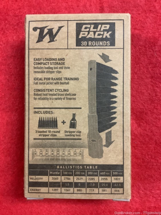Winchester 5.56mm M855 Green Tip 62 Grain FMJ 30 Rounds w/3 Stripper Clips -img-1