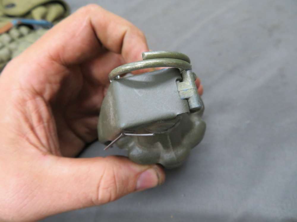 LOT OF 3 WWII US MK 2 STYLE DUMMY GRENADES W/ CARRIER-img-17