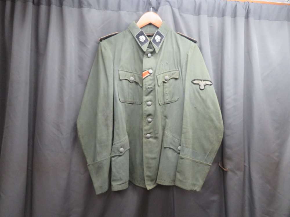 WWII GERMAN OFFICER’S TAILORED TUNIC W/REPRODUCTION WAFFEN SS INSIGNIA-NICE-img-0