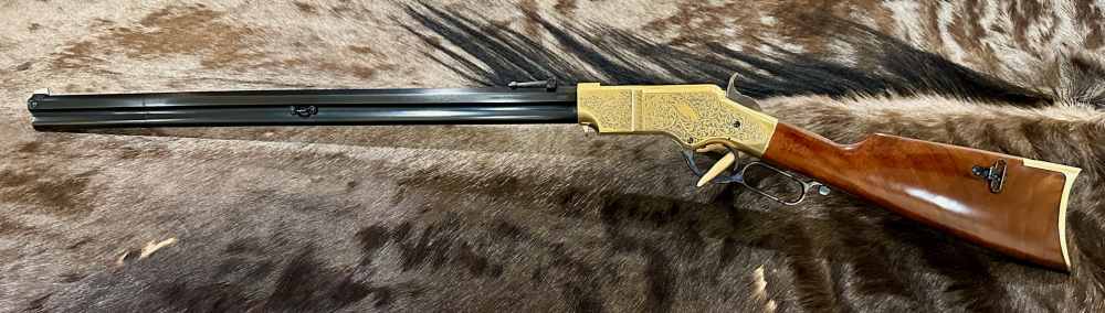 UBERTI 1860 HENRY RIFLE, ENGRAVED, SWIVELS, GOOD WOOD 24.25" BARREL-img-1
