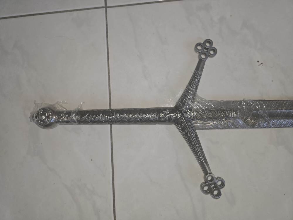 Damascus hand-made hand-forged SWORD OF DESTINY.  With leather sheath -img-1