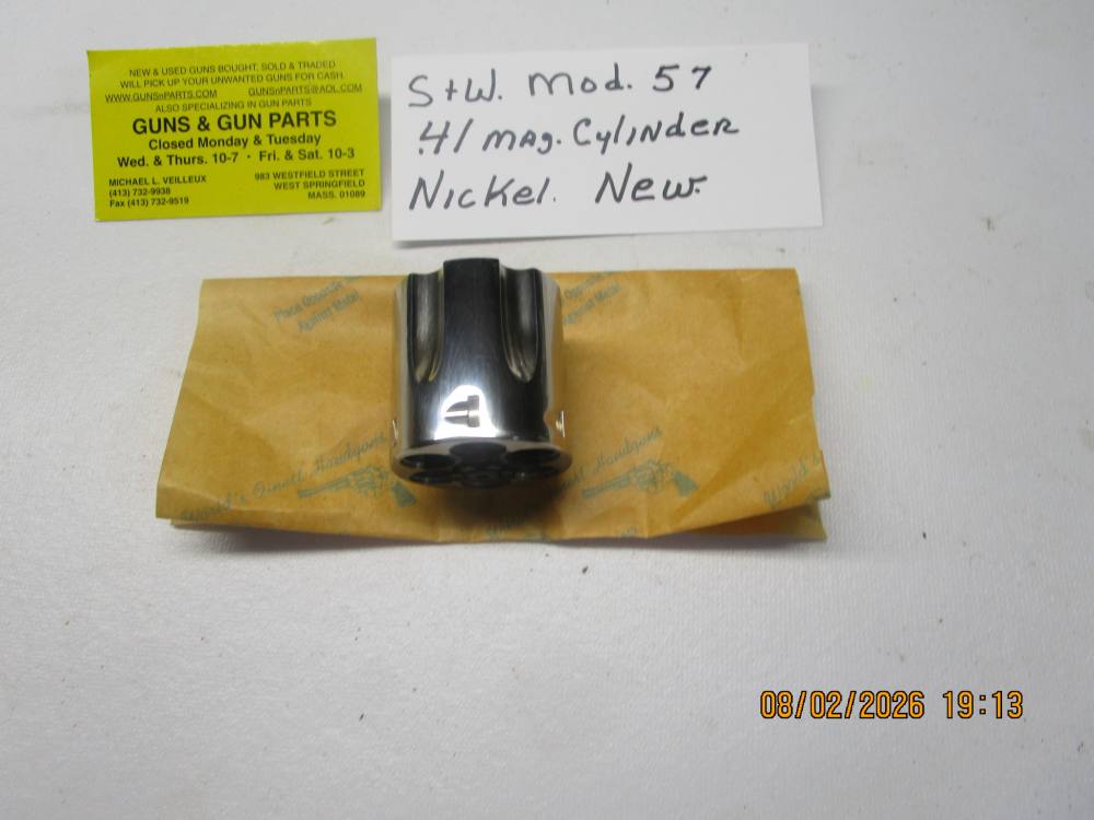 Smith & Wesson cylinder for a model 57 .41 mag, nickel new.  NOSALES TO CA-img-0