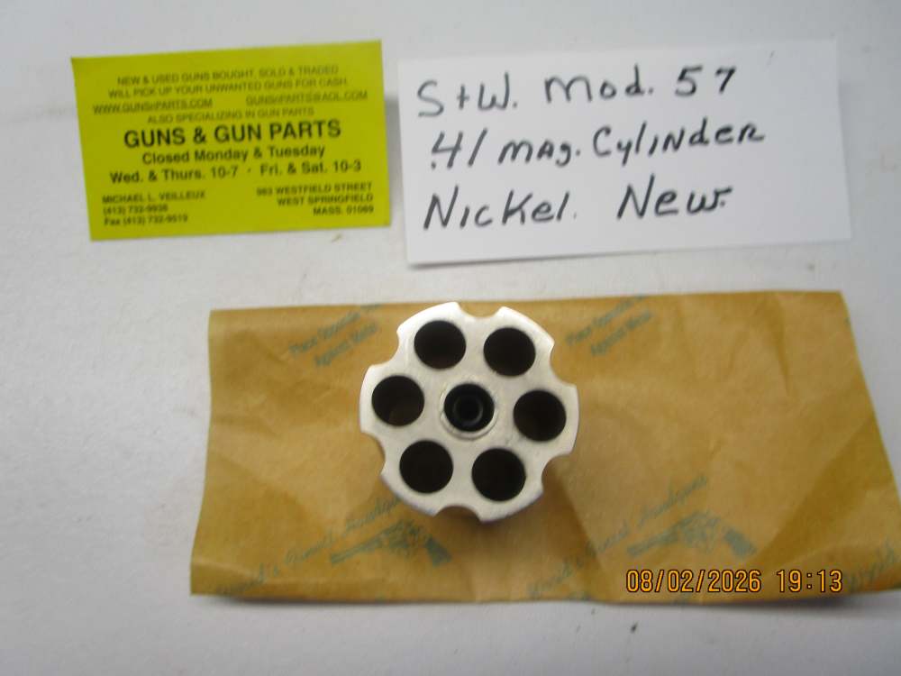 Smith & Wesson cylinder for a model 57 .41 mag, nickel new.  NOSALES TO CA-img-2