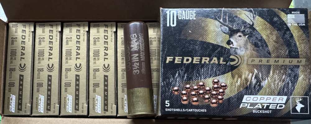 50 RDS FEDERAL PREMIUM 10 GA 00 BUCKSHOT 3.5” 10GA OOB 18 PELLET P108F00-img-1