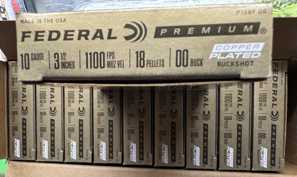 50 RDS FEDERAL PREMIUM 10 GA 00 BUCKSHOT 3.5” 10GA OOB 18 PELLET P108F00-img-0
