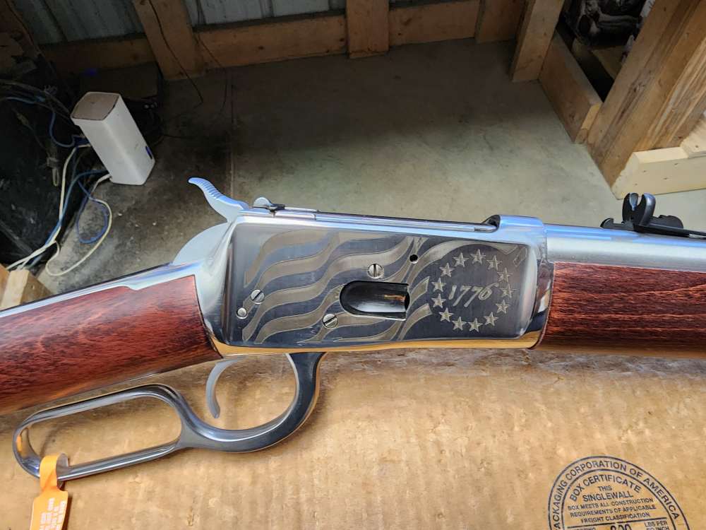 PICS! USED ROSSI LEVER R92 .44 MAGNUM 16" THREADED 1776 FLAG STAINLESS MAG-img-6