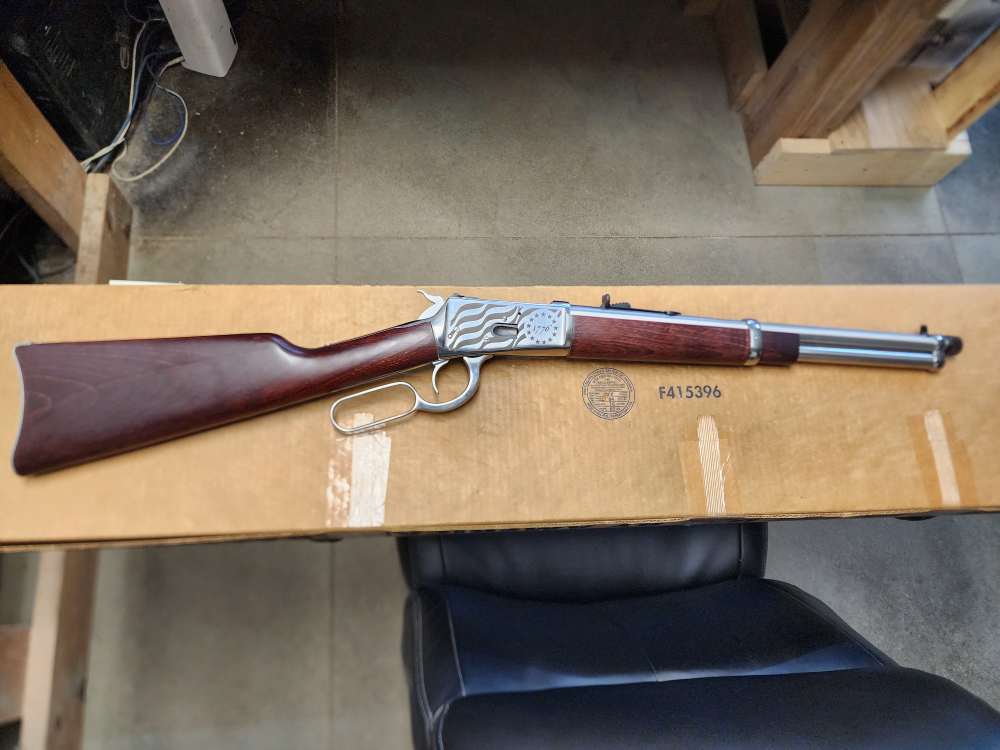PICS! USED ROSSI LEVER R92 .44 MAGNUM 16" THREADED 1776 FLAG STAINLESS MAG-img-1