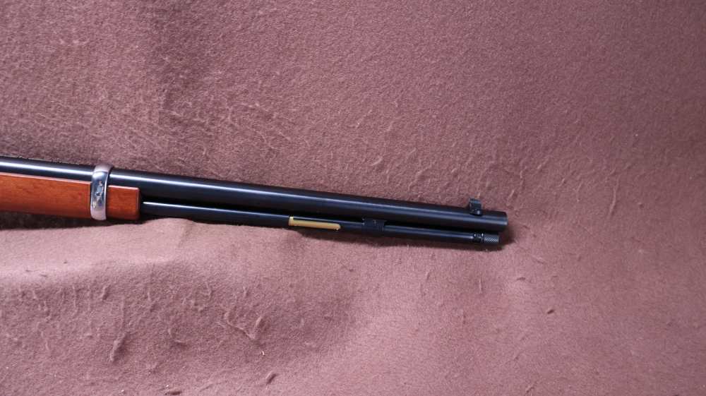 Like New Unfired Taylors & Co Silver Boy Scout 22 WMR Lever 19" BRL -img-4