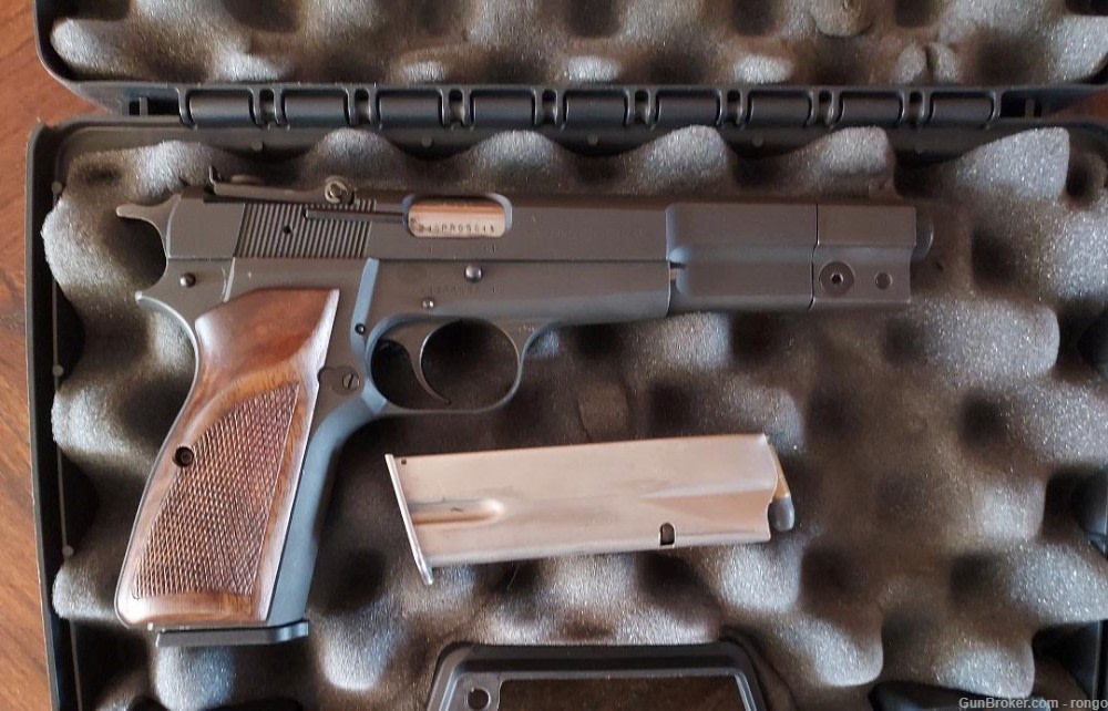 belgian browning hi power 9mm model  gp competition  semi auto pistol-img-0