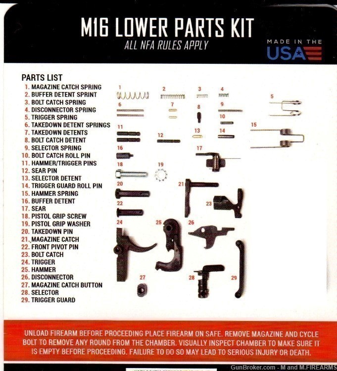 USA MADE M16 AR15 Full Auto Lower Parts Kit With Sear LPK  WE SHIP ALL USA!-img-0