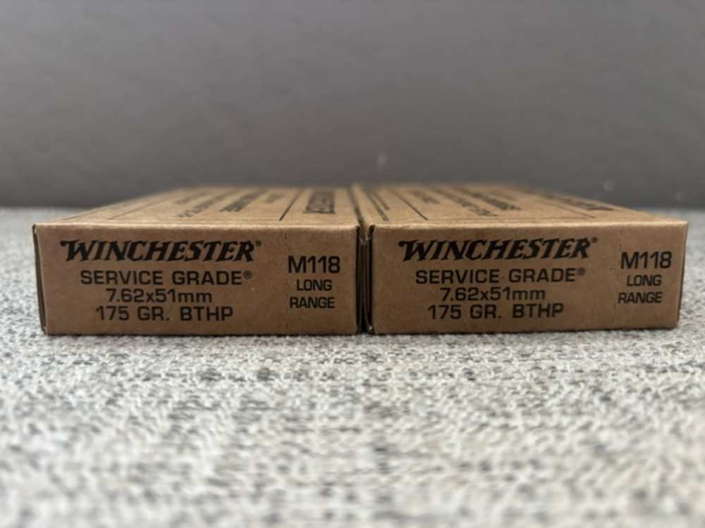 2 boxes  Winchester 7.62X51mm M118 Long Range 175gr Sierra Matchking BTHP -img-2