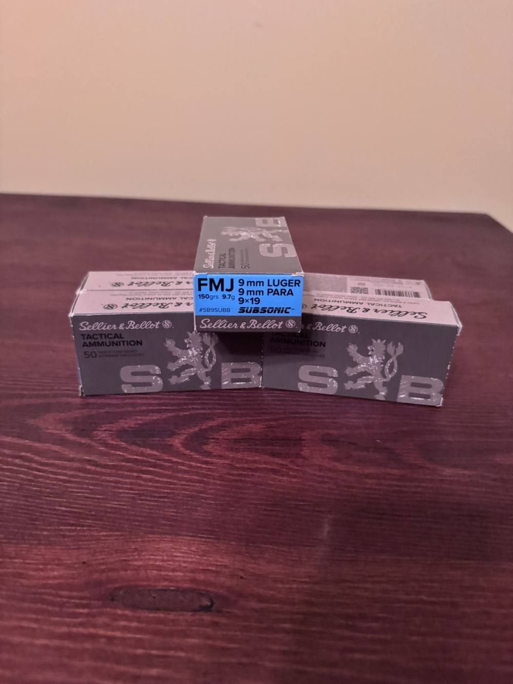 5 BOX LOT S&B 9mm Luger Subsonic 150gr FMJ Ammo 250 Rounds SB9SUBB-img-1