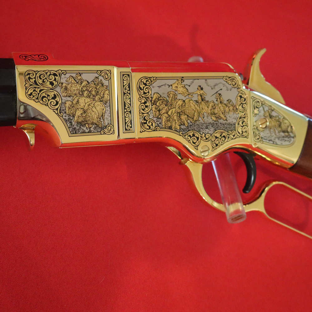 UBERTI-HENRY (1866 CARBIN) American  Buffalo Tribute "SPLITTING THE HERD"-img-15
