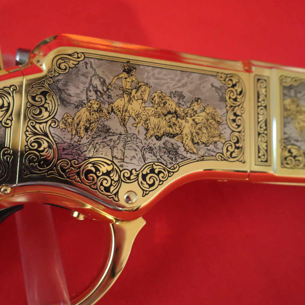 UBERTI-HENRY (1866 CARBIN) American  Buffalo Tribute "SPLITTING THE HERD"-img-11