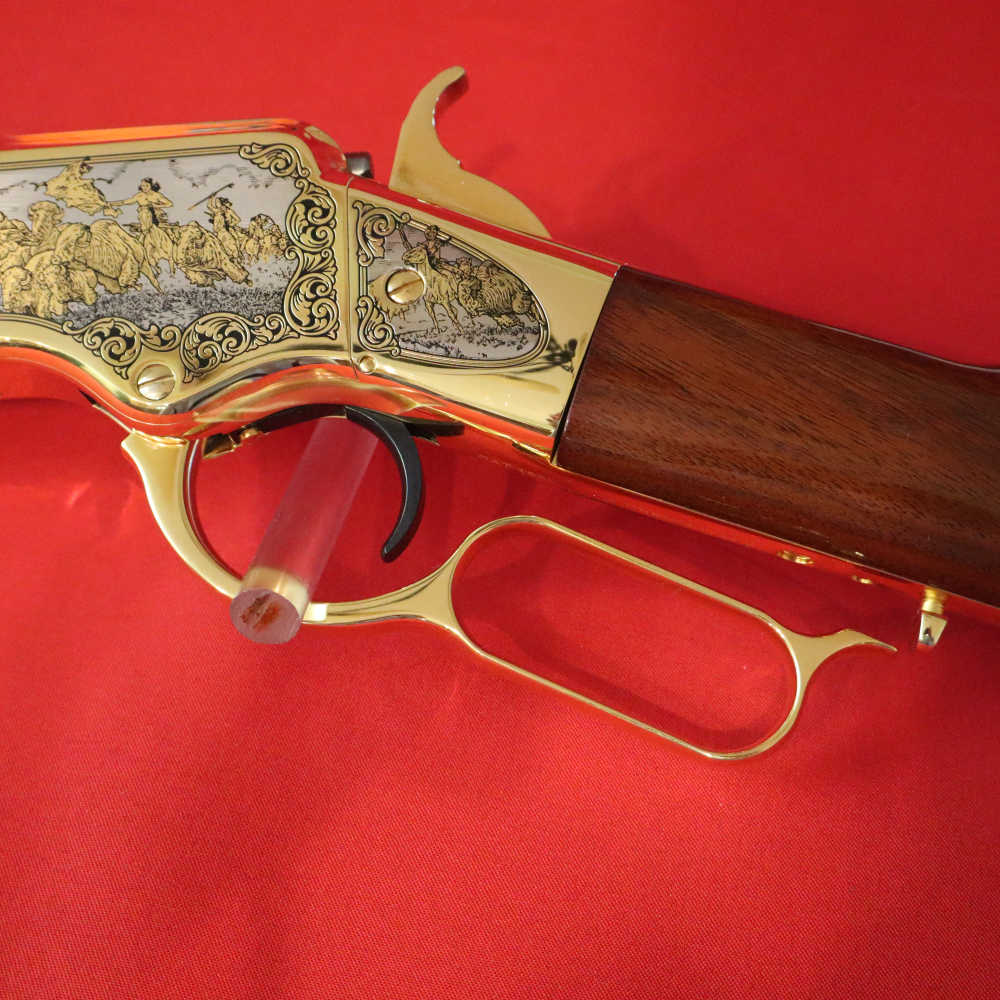 UBERTI-HENRY (1866 CARBIN) American  Buffalo Tribute "SPLITTING THE HERD"-img-14