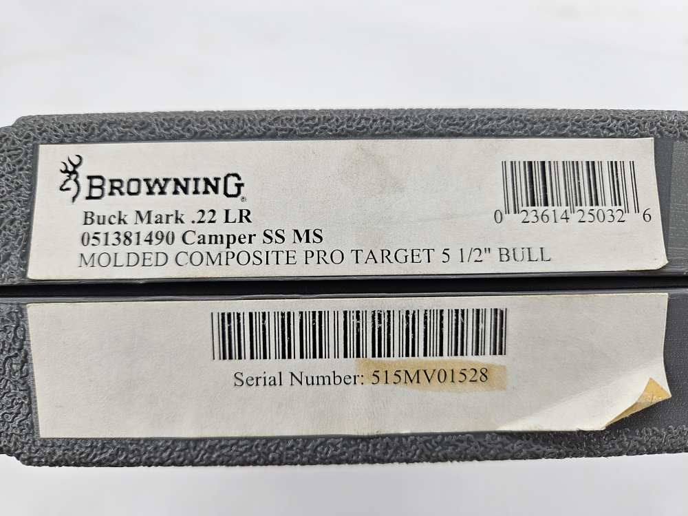 Browning BUCK MARK 22LR Camper SS MS Pro Target 5.5" Bull Barrel UNFIRED'05-img-1