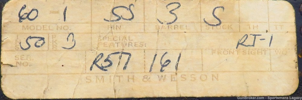 Rare Smith & Wesson 60-1 .38 Special 3-inch, Dick Metcalf collection-img-12
