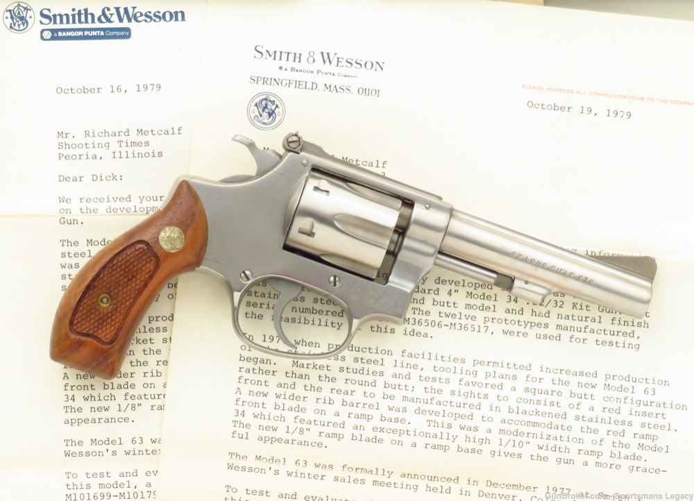 Prototype Smith & Wesson Model 63 .22 LR, lettered, Dick Metcalf collection-img-0