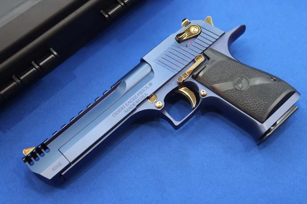 Magnum Research Desert Eagle Pistol 50AE DE50 Muzzle Brake CARBO BLUE GOLD-img-1