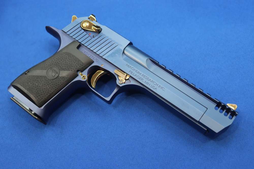 Magnum Research Desert Eagle Pistol 50AE DE50 Muzzle Brake CARBO BLUE GOLD-img-7