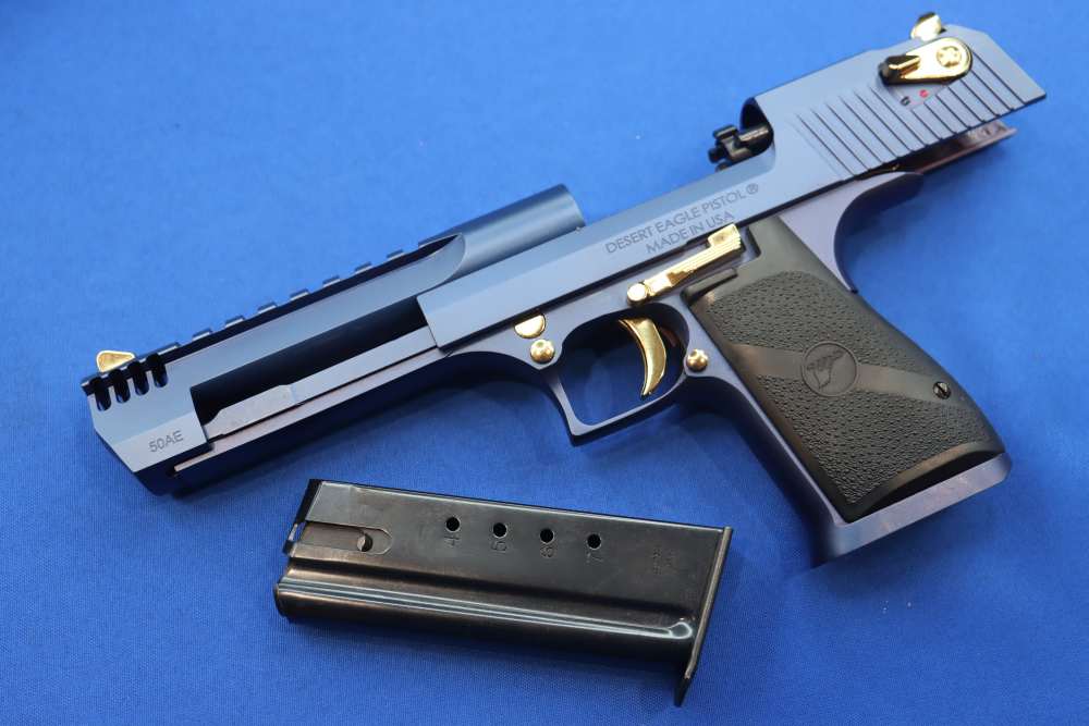 Magnum Research Desert Eagle Pistol 50AE DE50 Muzzle Brake CARBO BLUE GOLD-img-26