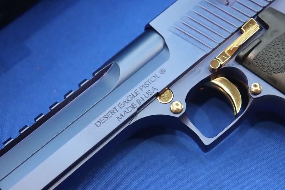Magnum Research Desert Eagle Pistol 50AE DE50 Muzzle Brake CARBO BLUE GOLD-img-3