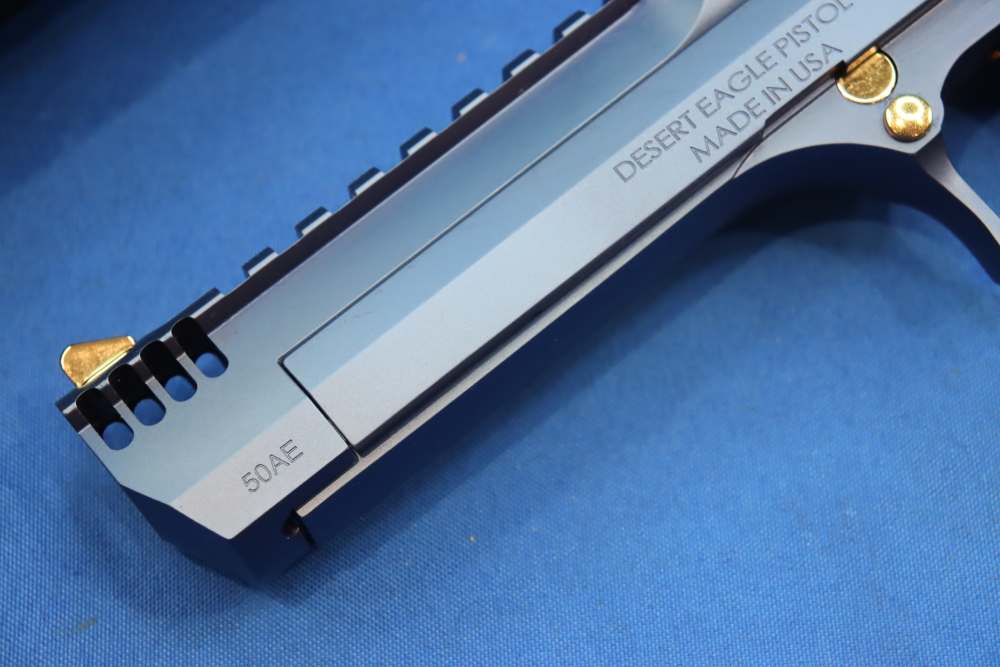 Magnum Research Desert Eagle Pistol 50AE DE50 Muzzle Brake CARBO BLUE GOLD-img-2