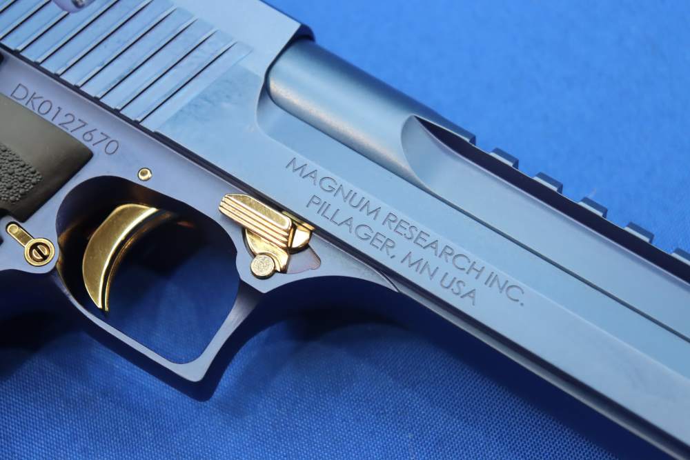 Magnum Research Desert Eagle Pistol 50AE DE50 Muzzle Brake CARBO BLUE GOLD-img-9