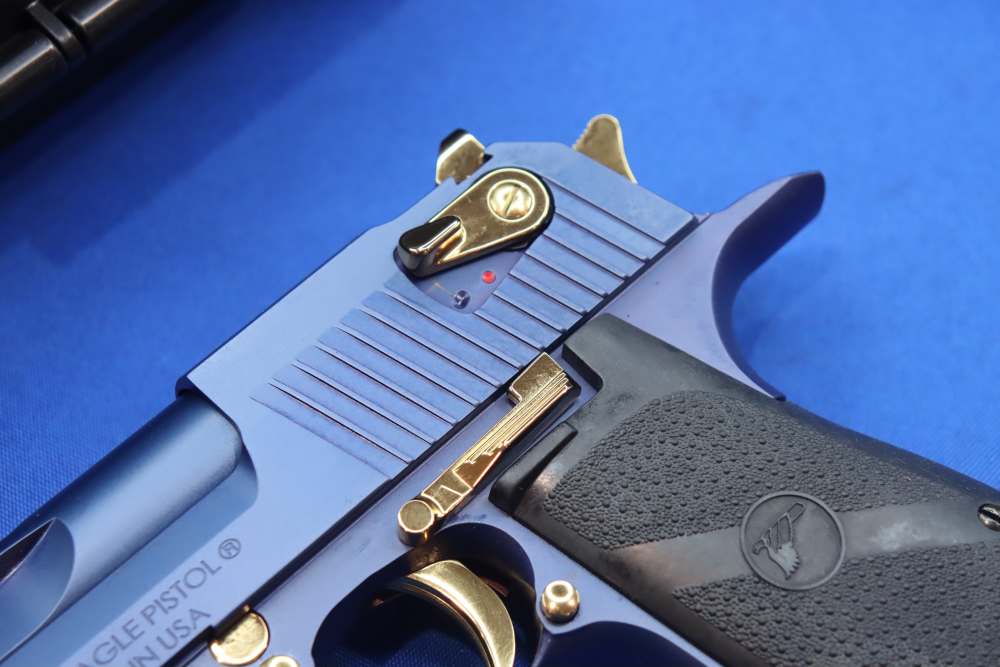 Magnum Research Desert Eagle Pistol 50AE DE50 Muzzle Brake CARBO BLUE GOLD-img-4