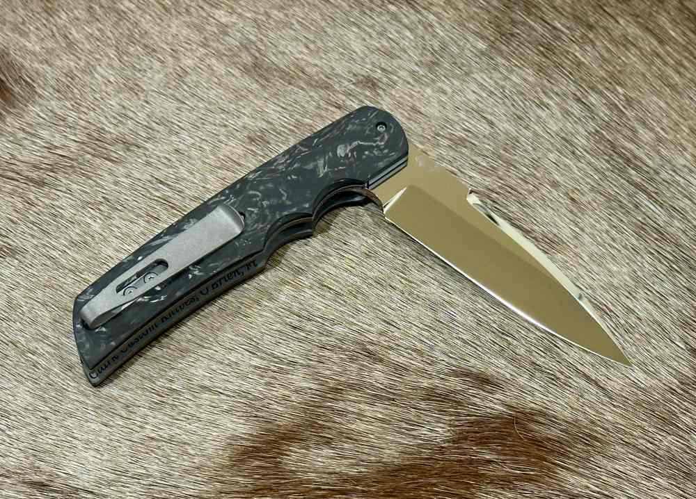 NIGHTHAWK CLARK CUSTOM 3" XX WHARNCLIFFE FOLDING KNIFE MARBLED CARBON FIBER-img-5