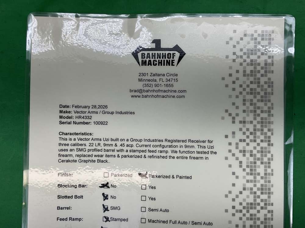 FULL AUTO GROUP INDUSTRIES VECTOR ARMS UZI HR4332 9MM SMG REFURBISHED -img-17